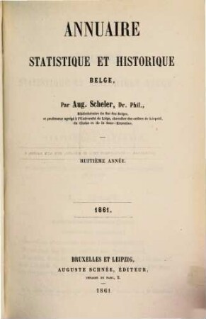 Annuaire statistique et historique Belge, 8
