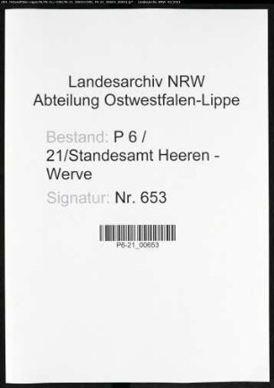 Sterberegister Standesamt Heeren-Werve