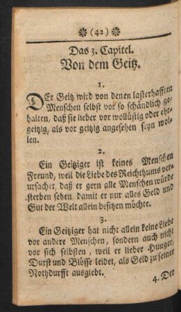 Das 3. Capitel. Von dem Geitz
