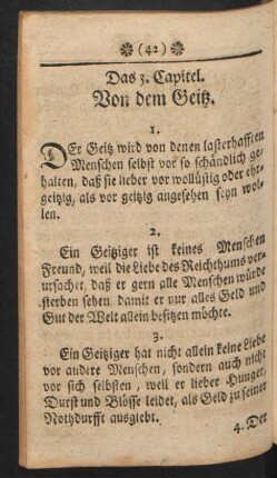 Das 3. Capitel. Von dem Geitz