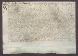 Hans Becker, Schultheiß, und genannte Mitglieder des Gerichts zu Knaudenheim beurkunden eine Gültverschreibung des Barthel Zolt über 60 Gulden gegenüber Johann Rehm, Generalkollektor des Bistums Speyer.