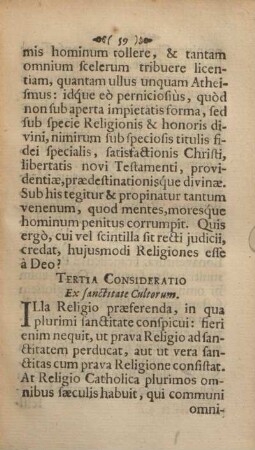 Tertia consideratio. Ex sanctitate cultorum.