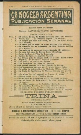 Trina : novela inédita original ; primera parte