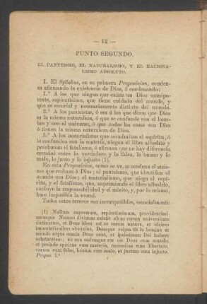 Punto segundo. - El panteismo, el naturalismo, y el racionalismo absoluto.