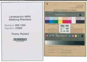 Entnazifizierung Richard Thoms , geb. 05.07.1904 (Postschaffner)