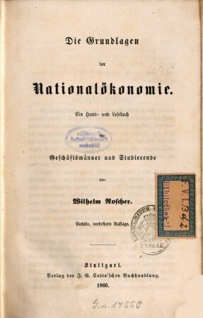 System der Volkswirthschaft : ein Hand- und Lesebuch für Geschäftsmänner und Studierende, 1