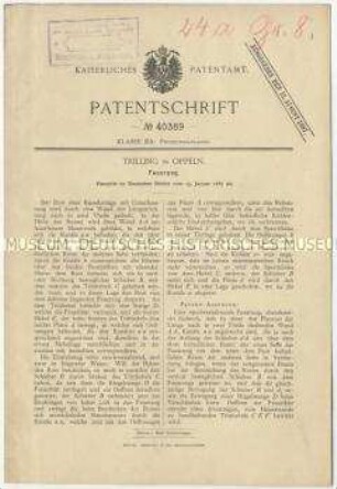 Patentschrift einer Feuerung, Patent-Nr. 40389