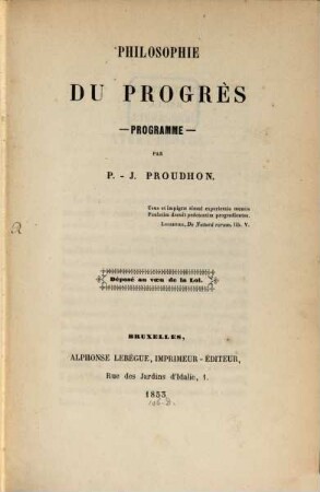 Philosophie du progrès : programme