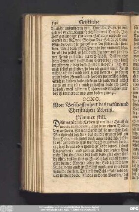 CCXC. Von Beschaffenheit des natür- und Christlichen Lebens. Nimmer still.