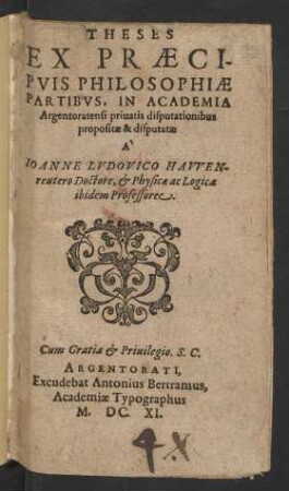 Theses Ex Praecipuis Philosophiae Partibus