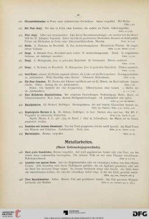 Metallarbeiten, Möbel, Textilien (Nr. 426-589)