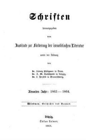 Der Bann in seiner geschichtlichen Entwickelung auf dem Boden des Judenthumes / von J. Wiesner