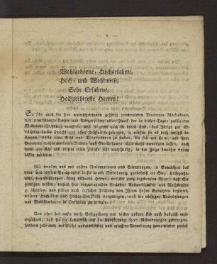 Wohlgeborne, Hochgelahrte, Hoch- und Wohlweise, Sehr Erfahrne, Hochgeehrteste Herren!