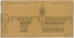 Fischer, Theodor; Jena; Universität - Nordflügel Hofseite u. Turm (Ansichten)