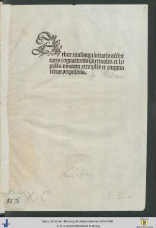 Arbor consanguinitatis affinitatis cognationis spiritualis. et legalis vnacum exemplis et enigmatibus perpulcris
