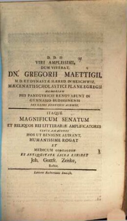 Medicus orthodoxos ex antiquitate sacra exhibitus : [Pr. ad panegyricos in memoriam Greg. Maettigii]