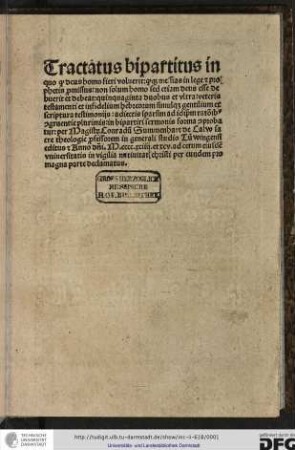 Tractatus bipartitus de Deo homine facto