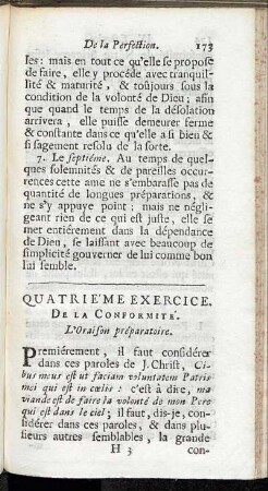 Quatriéme Exercice. De la Conformité.