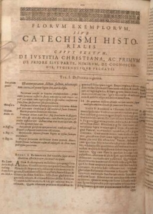Florvm Exemplorvm, Sive Catechismi Historialis Capvt Sextvm, De Ivstitia Christiana, Ac Primvm De Priore Eivs Parte, Nimirvm, De Cognoscendis, Evgiendisqve Peccatis. i