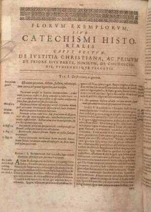 Florvm Exemplorvm, Sive Catechismi Historialis Capvt Sextvm, De Ivstitia Christiana, Ac Primvm De Priore Eivs Parte, Nimirvm, De Cognoscendis, Evgiendisqve Peccatis. i
