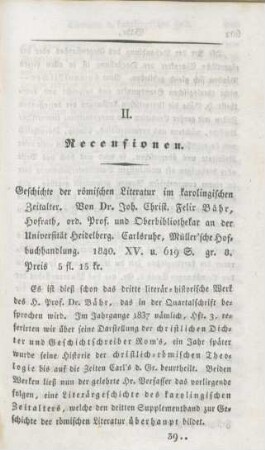 601-611 [Rezension] Bähr, Johann Christian Felix, Geschichte der römischen Literatur im karolingischen Zeitalter