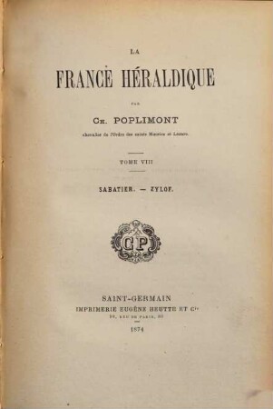 La France héraldique par Ch. Poplimont, 8