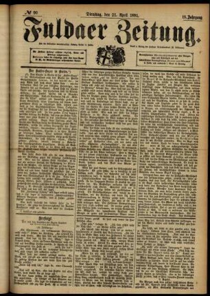 Ausgabe vom Dienstag, den 21. April 1891.