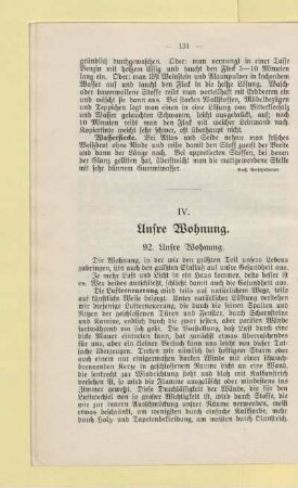 IV. Unsre Wohnung