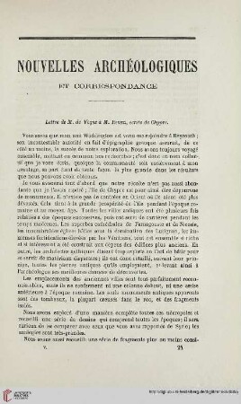 Nouvelles archéologiques et correspondance