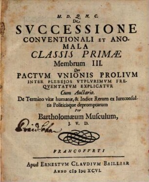 De successione conventionali et anomala