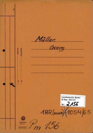 Personenheft Georg Müller (*24.07.1909), Kriminalkommissar und SS-Hauptsturmführer