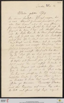 Heid. Hs. 3484,411: Brief von Eberhard Gothein an Marie Luise Gothein