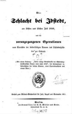 Militär-Wochenblatt. Beiheft : unabhängige Zeitschr. für d. dt. Wehrmacht, 1851