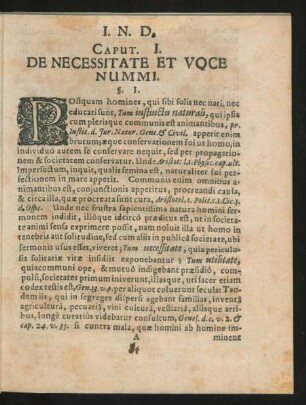 Caput I. De Necessitate Et Voce Nummi.