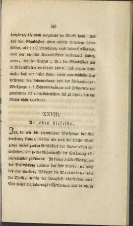 XXVIII. An eben dieselbe.