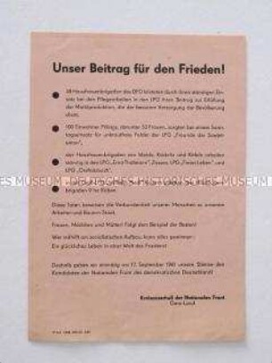 Propagandaflugblatt der Nationalen Front zur Volkskammerwahl 1961