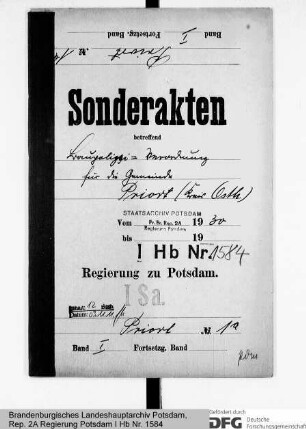 Baupolizeiverordnung für die Gemeinde Priort, Kr. Osthavelland