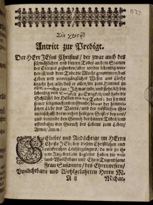 Antritt zur Predigt; Eingang; Abhandlung.