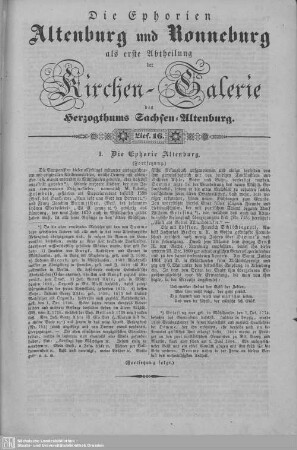 I. Die Ephorie Altenburg (Fortsetzung), Flemmingen (Beschluß), Oberarnsdorf : 16. Lieferung