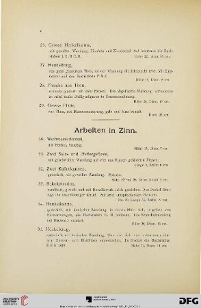 Arbeiten in Zinn und in verschiedenem Metall, Diverses (Nr. 30-75)