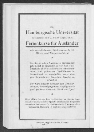 Ferienkurse für Ausländer