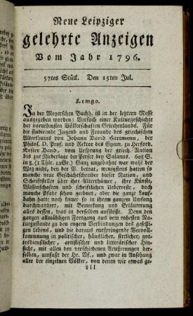 57tes Stück. Den 15ten Jul.