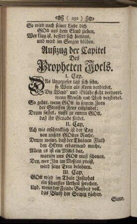 Außzug der Capitel Des Propheten Joels