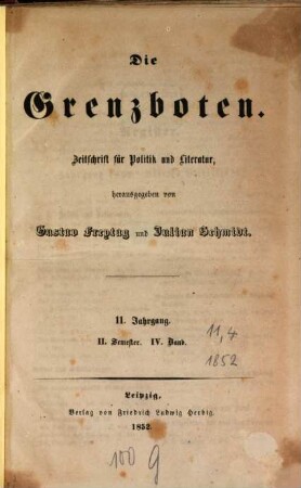 Die Grenzboten : Zeitschrift für Politik, Literatur und Kunst. 11. 1852, Bd. 4