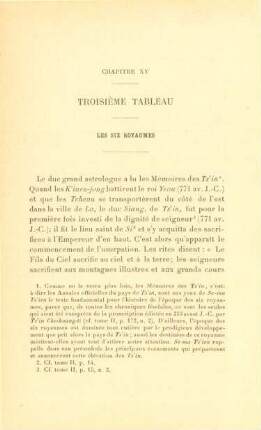 Chapitre XV - Troisième tableau - Les six royaumes