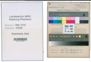 Entnazifizierung Karl Kremmers , geb. 26.04.1902 (Telegrafenleitung)