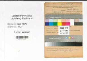 Entnazifizierung Werner Heinz , geb. 20.09.1914 (Angestellter)