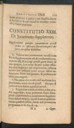 Constitutio XXIII. De Iuramento suppletorio