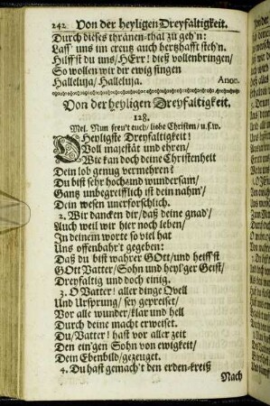 Von der heyligen Dreyfaltigkeit.