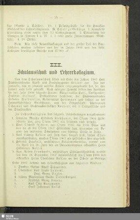 III. Schulausschuß und Lehrerkollegium